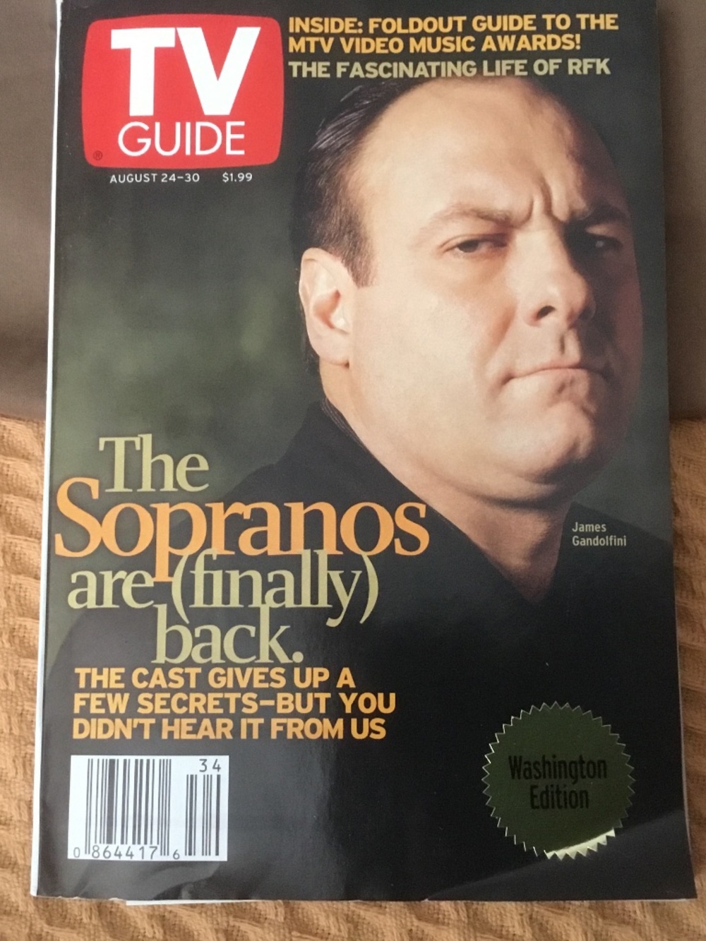 The Sopranos James Gandolfini TV Guide Washington DC Edition) August 24-30, 2002